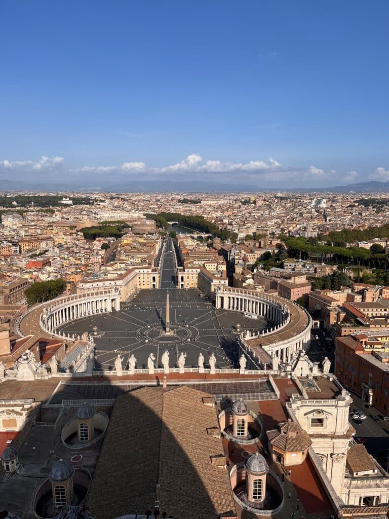 View of St. Peter's Square and Rome from the dome of St. Peter's Basilica