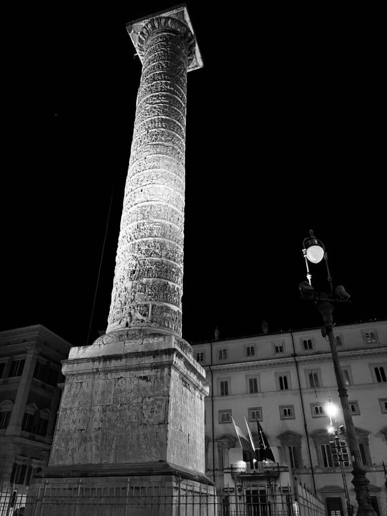 Trajan's Column by night