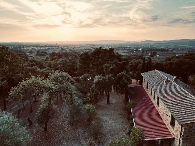 Aerial views of Casa Ferruccio at sunset